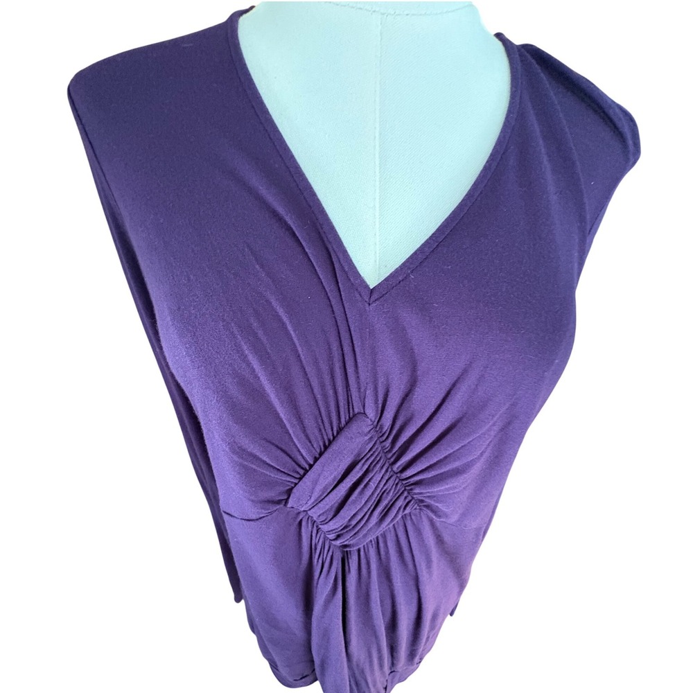 Motherhood Maternity Purple Ruched V-Neck Long Sleeve Rayon Top Small 93321-17 - Picture 4 of 16